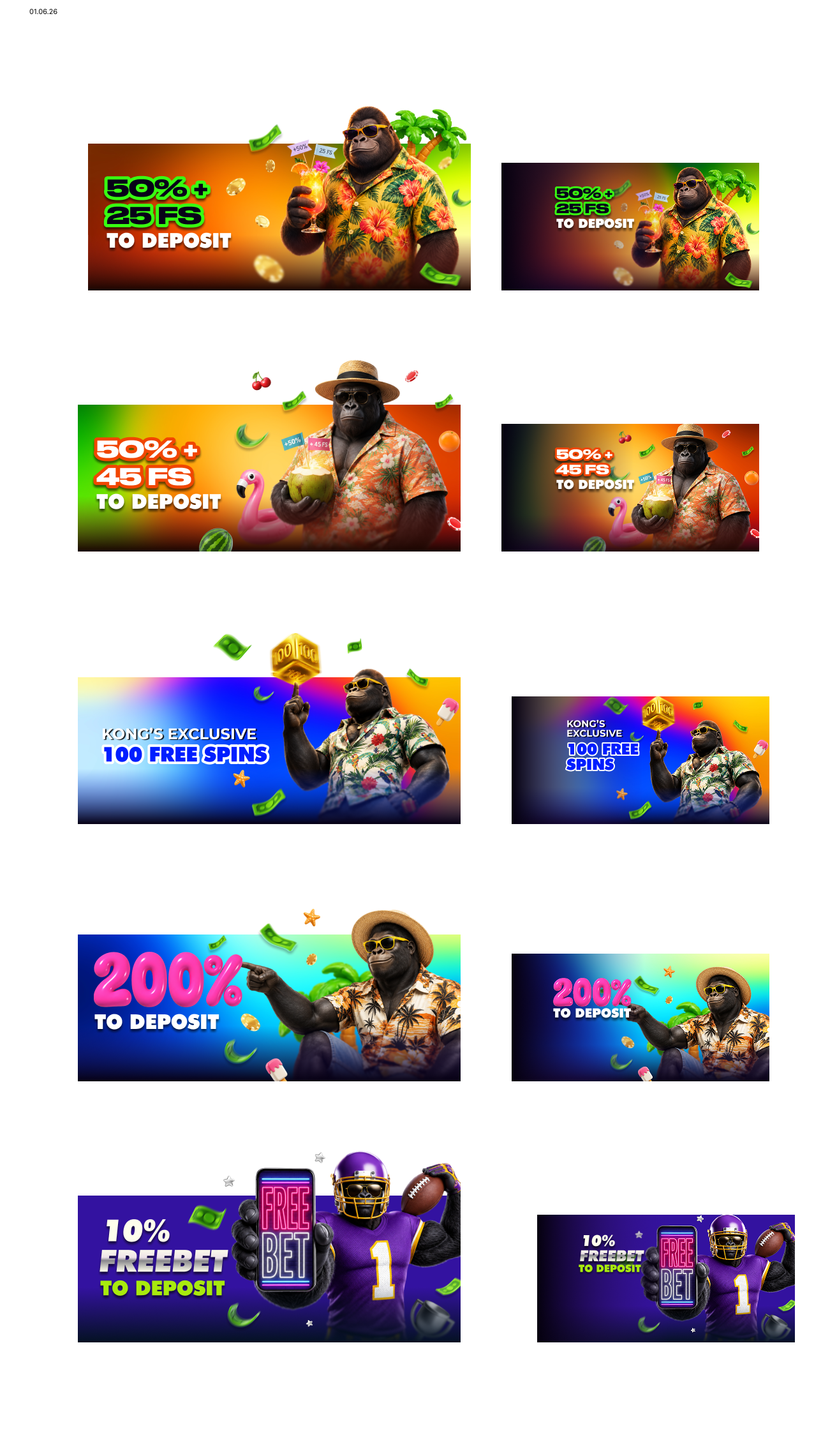 A selection of colourful casino campaign banners