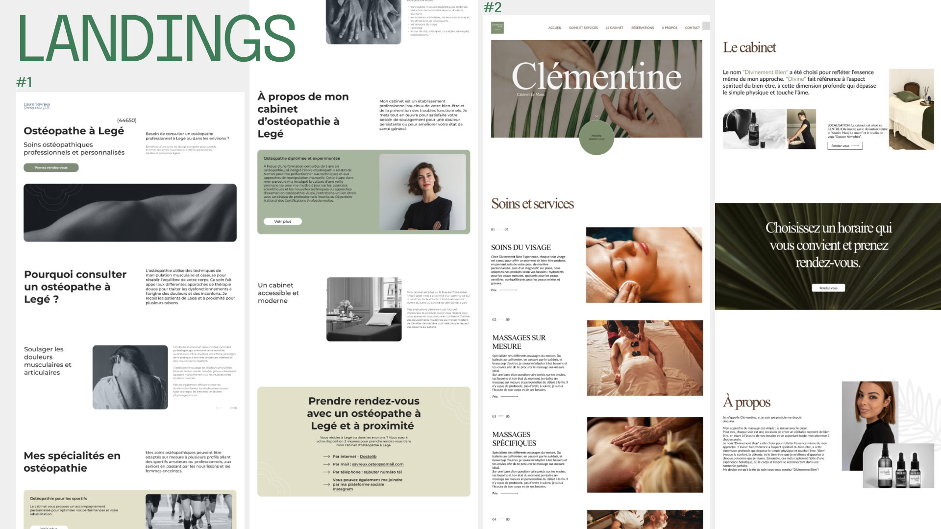 Landing page designs for healthcare and wellbeing businesses